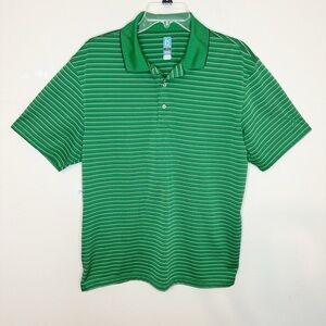 PGA Tour Men’s Green Black Stripe Airflux Golf Shirt - size L
